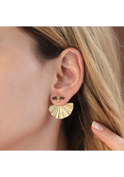 Mini Arı Gold Kaplama Gümüş Küpe Gümüş