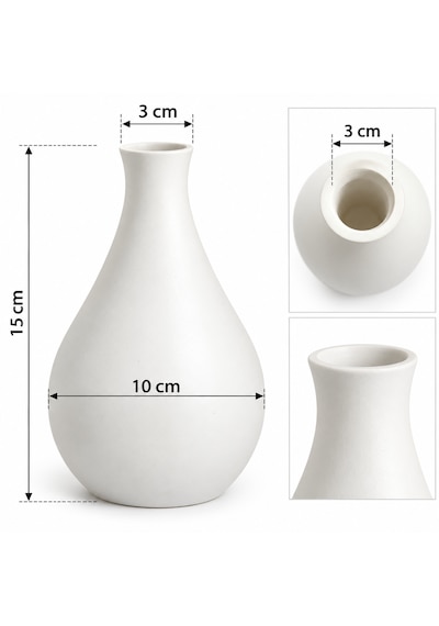 Beyaz Dekoratif Vazo El Yapımı Dekoratif Vazo 15 Cm