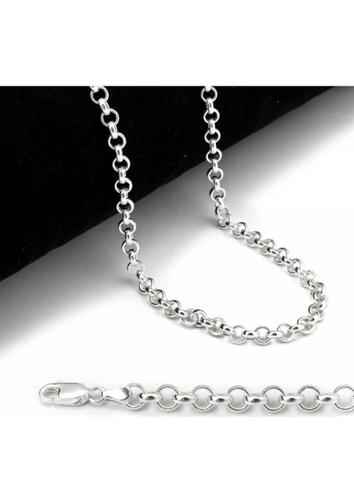 925 Ayar Gümüş Yuvarlak Model Unisex Doc Zincir Kolye 4 Mm