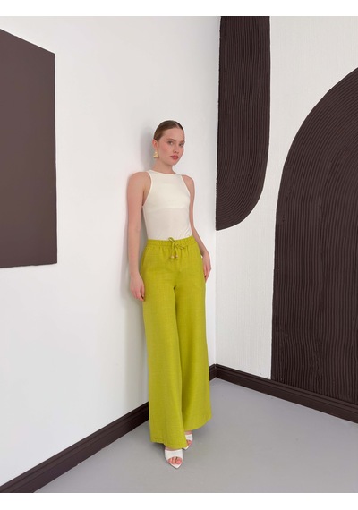 Verymoda Keten Pantolon D2381 Fıstık Yeşili