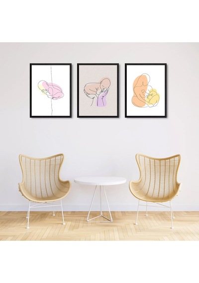 3 Parça Çerçeve Görünümlü Mdf Tablo Seti
