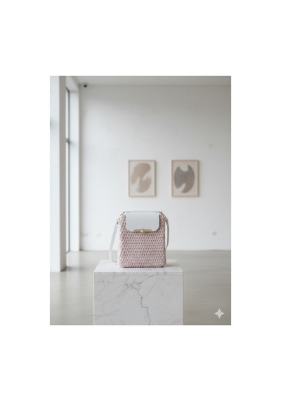 Execanta Çapraz Çanta Kilitli İp Örme Pudra 20x22x53 Pudra
