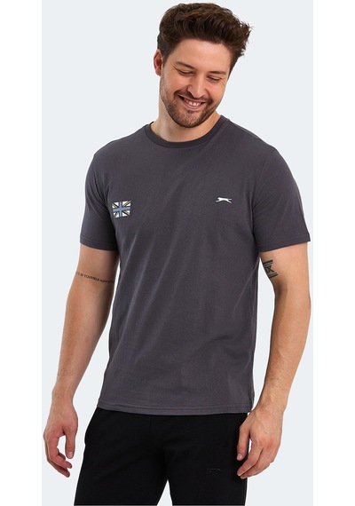 Slazenger PACET Erkek Baskılı Koyu Gri Tişört