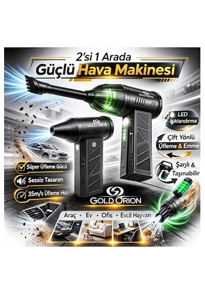 Bnl Ticaret Mini Turbo Jet Fan 110.000 Rpm 200w Şarjlı Kablosuz El Tipi Güçlü Hava Üfleyici Ve Toz Alma Cihazı