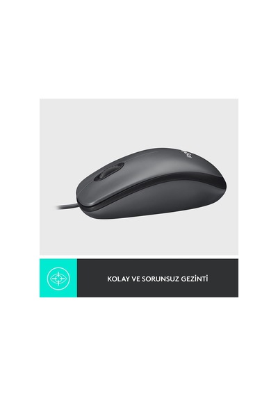 Logıtech 910-006652, M100 Siyah, Usb Kablolu, 1000dpi, Optik, 3 Tuşlu, Mouse