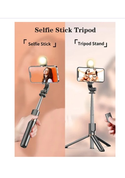 3 Renk Işıklı Ve Kumandalı Masa Üstü Tripod Selfie Çubuğu K8