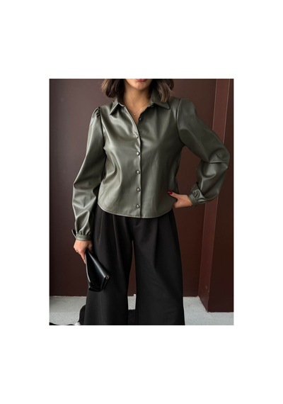 Verymoda Suni Deri Gömlek - F2044 Haki