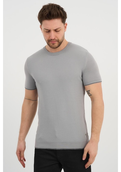 Alexander Gardi Alexandergardı Bisiklet Yaka Kolları Şeritli Triko T-shirt 1243 Gri