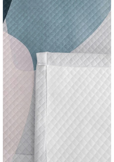 Mavi Geometrik Modern Genç Odası Tek Kişilik Pike Takımı-pudra Gri 160x220 Cm Kapitone Yatak Örtüsü Krem