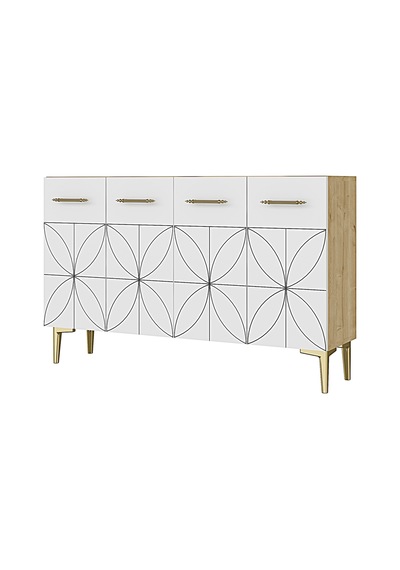 Ka1234dbg Eliz Konsol Ve Tv Sehpası Safirmeşe-beyaz-gold 120cm