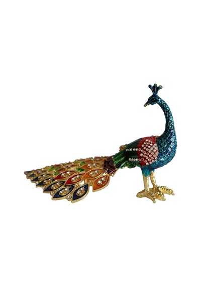 Kristal Taşlı Metal Tavus Kuşu Biblo Dekoratif Ve Şık Aksesuar Diğer