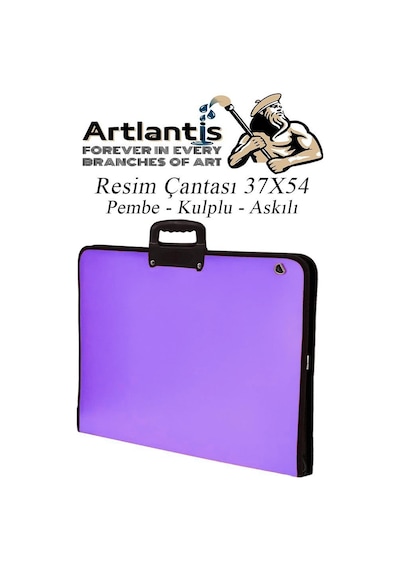 Lila Resim Çantası Fermuarlı Kulplu 37x54 Cm 1 Adet Teknik Resim Dosya Çantası 35x50 Cm Askılı Proje Çantası Okul Sınıf