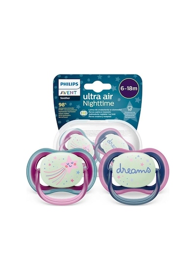 Philips Avent Ultra Air Night Karanlıkta Parlar Gece Emziği 6-18 Ay Kız