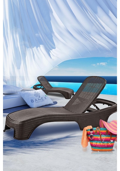 Brezza Royal Rattan Şezlong Lüx Havuz & Plaj Şezlongu 3 Kademeli Antrasit