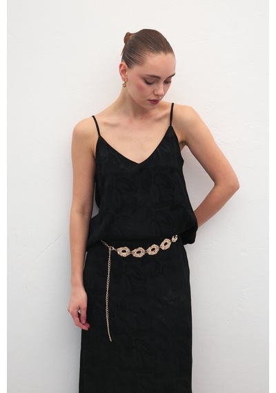 Sateen Lior Askılı Bluz - Siyah-137122 Siyah