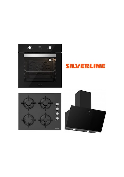 Silverline BO6502B01 - CS5349B01 - 3457 SOHO Siyah Cam Ankastre Set