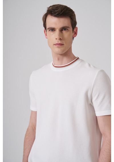 Morven Erkek Ekru Trend Düz Penye Bisiklet Yaka T-shirt 26ys018012454 Ekru