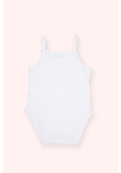 Kız Bebek Özel Dokulu Askılı Beyaz Body Çok Renkli 2411GB03005