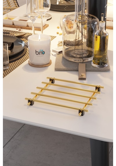 Bino Servis Sunum Seti Havluluk Peçetelik Nihale Gold Mutfak 3'lü Set
