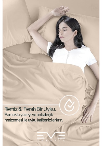 Eve Tekstil Fitted Yüksek Kaliteli Penye Kumaş Çift Kişilik Lastikli Çarşaf Açık Kahverengi