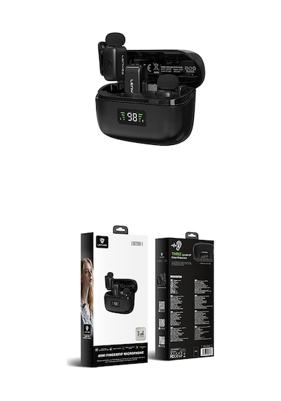 Lenyes Lm206 Led Göstergeli Lightning Portlu Kablosuz Yaka Mikrofonu Siyah