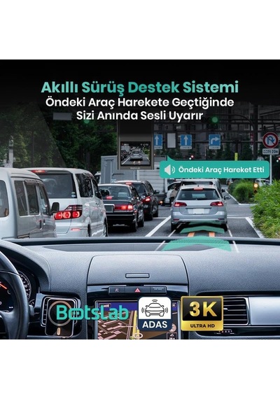 Ayrex Botslab G300h Pro Adas 3k Ön+arka Wifi+gps 150 Geniş Açı Gece Görüşlü Araç İçi Kamera Dash Cam Araç