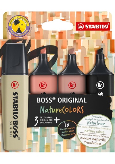 Boss Orıgınal Naturecolors - Fosforlu Kalem - 4'lü Paket - Çeşitli Renkler Genel