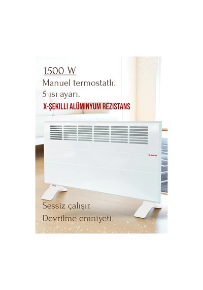 1500 Watt Elektrikli Panel Konvektör Isıtıcı Manuel Termostat Soba Ayaklar,askı Aparatı Dahil