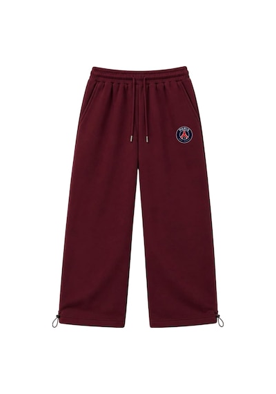 Zaee Paris Nakışlı Ayarlanabilir Baggy Eşofman Altı Bordo