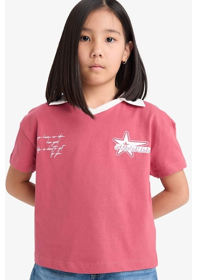 DeFacto Kız Çocuk Boxy Fit Polo Yaka Baskılı Kısa Kollu Tişört E1034A825SMBR201 Bordo DeFacto Kız Çocuk Boxy Fit Polo Yaka Baskılı Kısa Kollu Tişört E1034A825SMBR201 Bordo