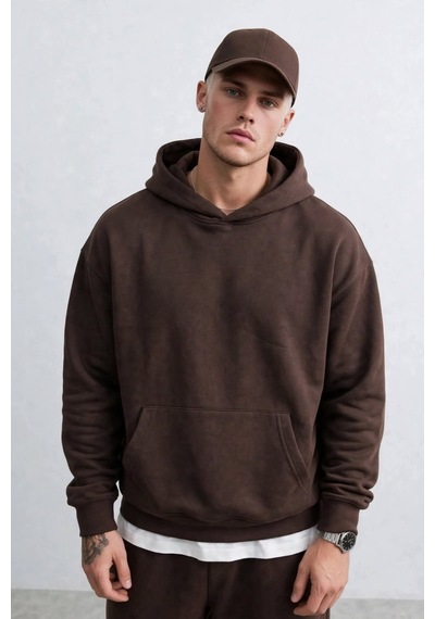Barrels And Oıl Erkek Kapüşonlu Kanguru Cepli Sweatshirt - Kahve M.kahve M.kahve
