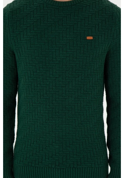 U.S. Polo Assn. Erkek Slim Fit Bisiklet Yaka Koyu Yeşil Kazak 50297050-VR079