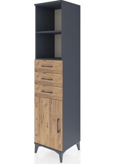 Hyperion Dolap 3 Raflı 3 Çekmeceli Tek Kapaklı 44x44x195 Antrasit-çam Antrasit