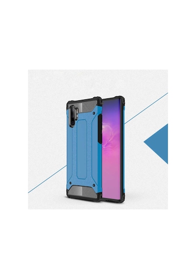 Noktaks - Samsung Galaxy Uyumlu Note 10 Plus - Kılıf Çift Katman Zırh Tank Crash Military Kapak - Mavi