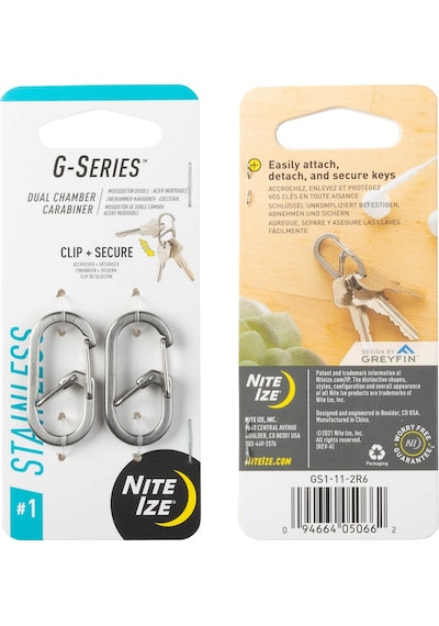 Nite Ize G-Serisi Çift Bölmeli Çelik Karabina 1- 2Li Paket Gri
