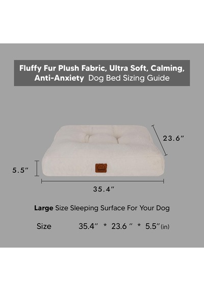 Max Köpek Yatağı Ekru Ultra Yumuşak Peluş Kumaş, Nefes Alabilen Hava Dolaşımı, Sakinleştirici Konfor, Kayd