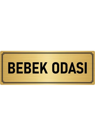 Metal Yönlendirme Levhası, Departman Kapı İsimliği Bebek Odası 10x20 cm Altın Renk