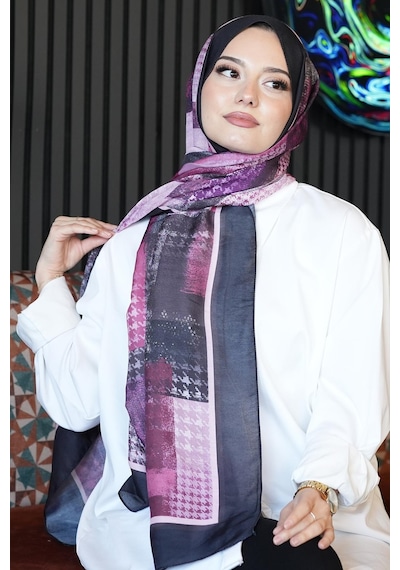Afvente Kare Desen Şarabi Soft Pamuk Şal Diğer