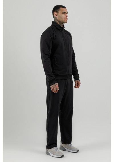 Airlife Sportswear Tam Boy Fermuarlı Erkek Dik Yakalı Eşofman Takımı Siyah