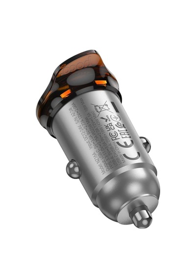 Tr Nz16a Rigorous 43w Type-c Ve Usb-a Çıkışlı Çift Port Araç İçi Pd Hızlı Şarj Cihazı Gri