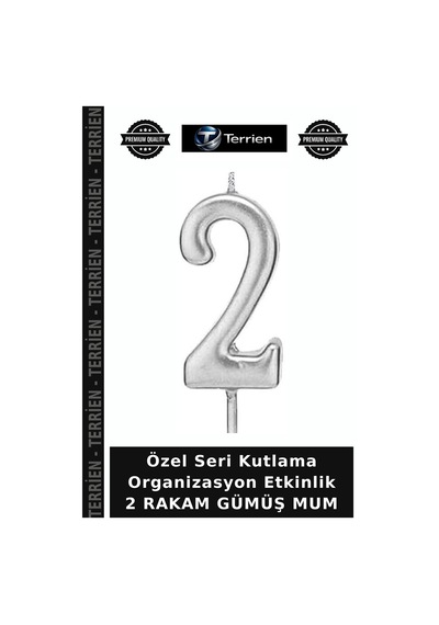 Özel Seri Kutlama Organizasyon Etkinlik 2 Rakam Gümüş Mum