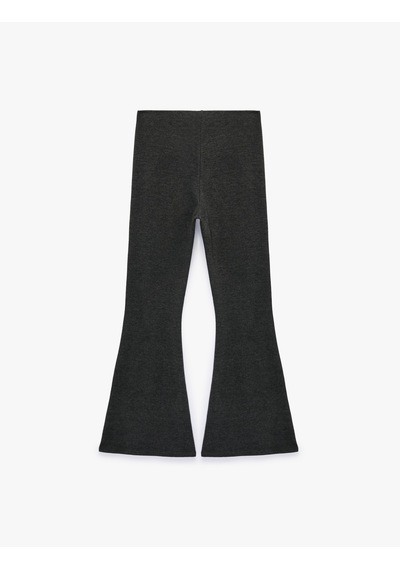 Koton Standart Bel Slim Fit Geniş İspanyol Paça Pantolon Antrasit 7wak40034ek