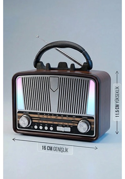 Retro Bluetooth Hoparlörlü Radyo Led El Fenerli Şarjlı Taşınabilir Speaker Nostaljik Tasarım Yg-7090bts