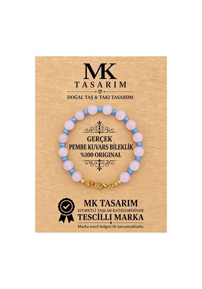 Gerçek Pembe Kuvars Bileklik Mk.7000.866- Rahatlık-dinginlik-enerji- Stres Bilekliği- Renkleri Boya Çok Renkli