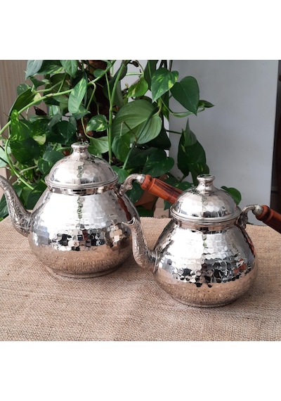 Nikel Kaplama Dövülmüş Bakır Çaydanlık Bakır