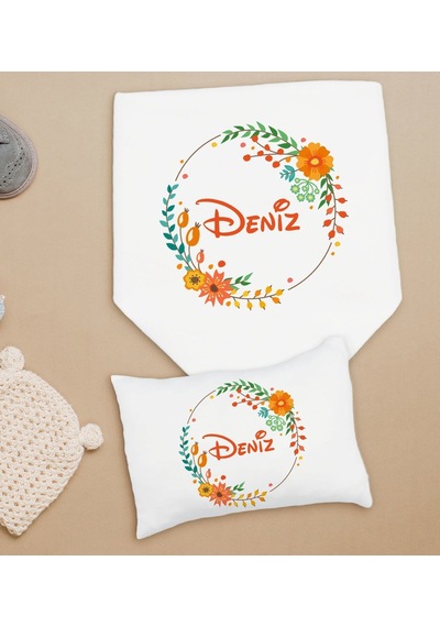 Bk Kids Kişiye Özel İsimli Bebek Battaniye Ve Yastık Hediye Seti, Yeni Doğan Bebek Hediyesi, Bebek Uyku Seti-11