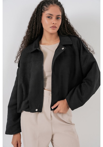 Bigdart Kadın Siyah Oversize Süet Ceket 1055 Siyah