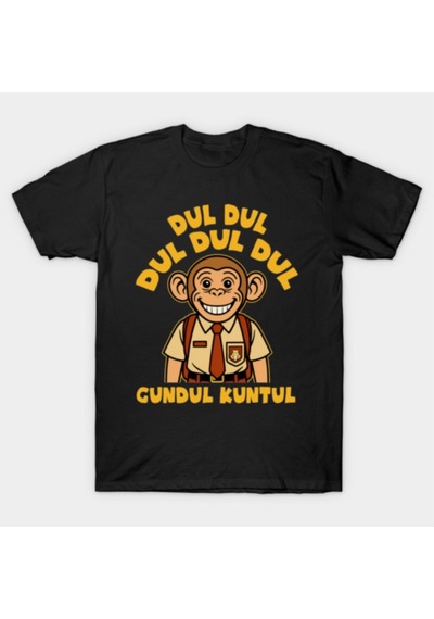 Flood Of Style Dul Dul Dul Dul Gundul Kuntul Komik Maymun İtalyan Beyin Çürümesi Meme Erkek Tişörtü %100 Pam Siyah