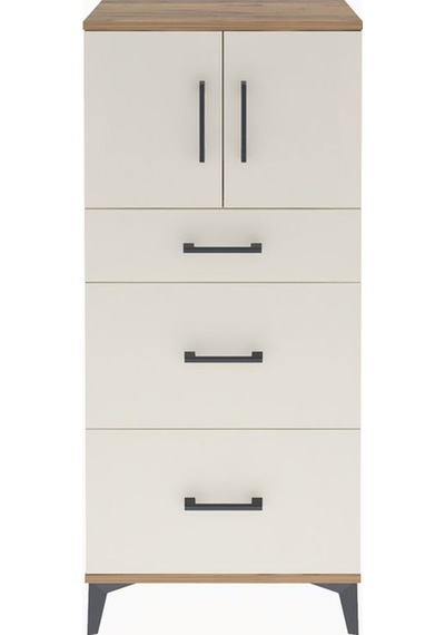 Arges Dolap Tek Raflı 3 Çekmeceli 2 Kapaklı 60x30x134 Çam-aytaşı Çam
