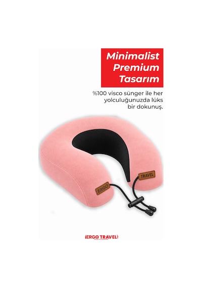 Viscofoam Lux Ortopedik Seyahat Yastığı Visco Boyun Destekli Seyahat Yastığı - Somon